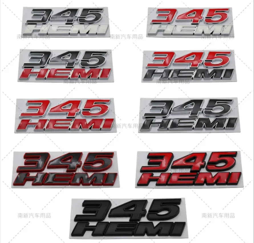 3D Metal 345 Hemi Engine Logo 392 Hemi Emblem Badge Car Stickers Decal For Dodge Charger Caliber Jeep Car Styling  Accessories